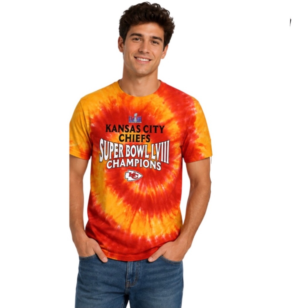 Kansas City Chiefs Mens Size Large T Shirt Tie Dye Majestic Super Bowl Champion